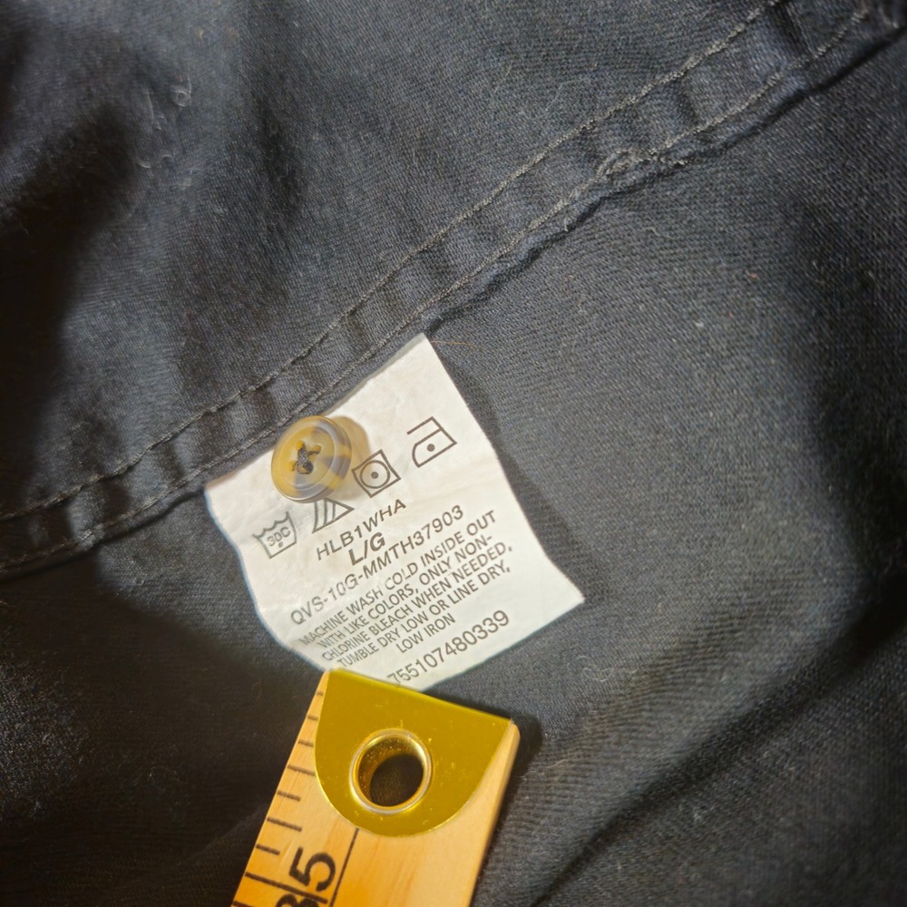 Wrangler Premium Quality Mens Large Black Cotton Long Sleeve Work Shirt HLB1WHA - Picture 13 of 14